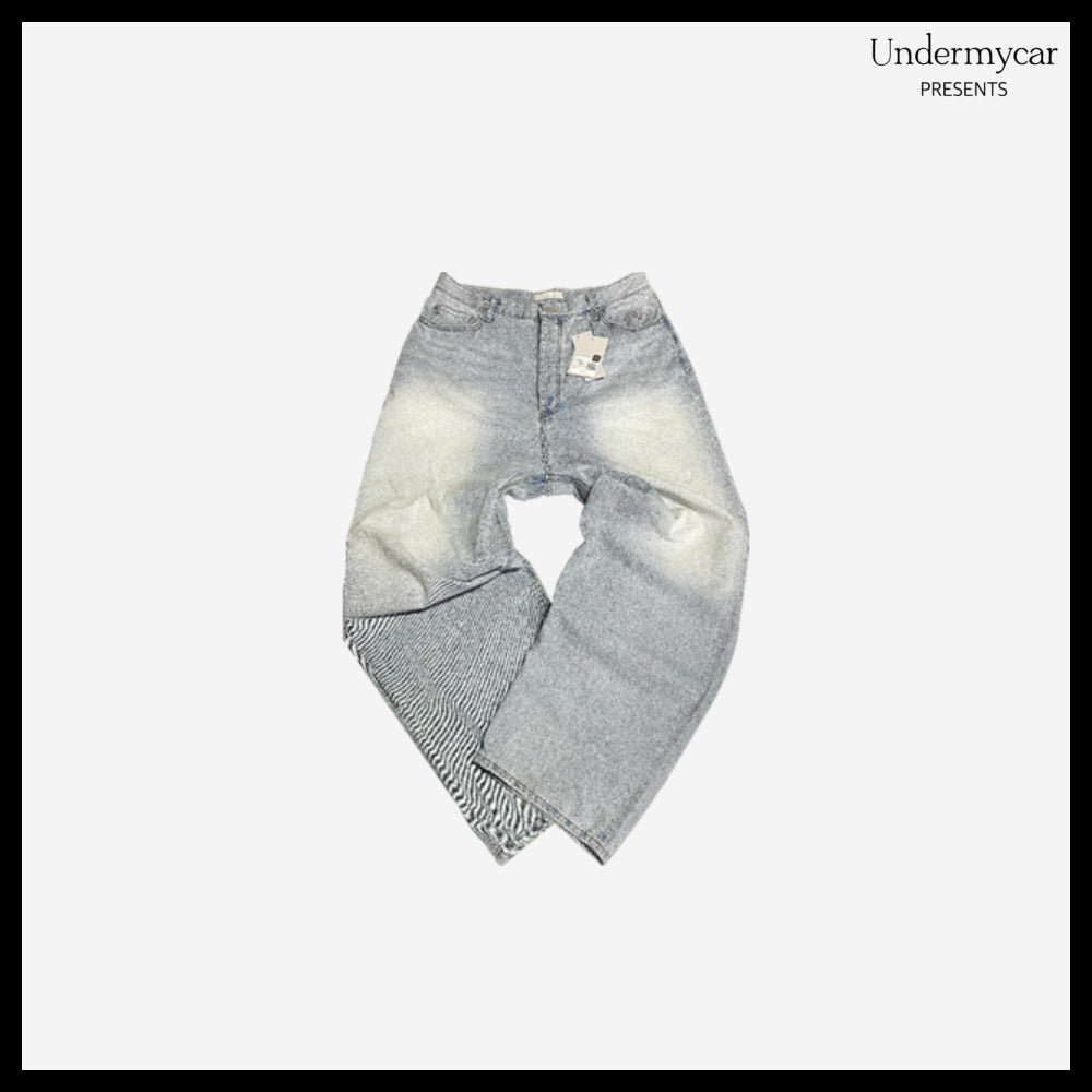 【Undermycar】Mu.31 Anti FxxkingLogoPlayBrushWashedWideJeans