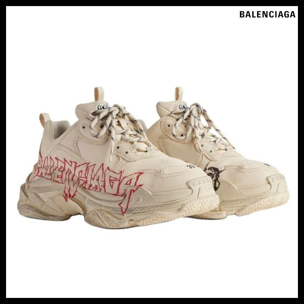 【BALENCIAGA】Triple S Sneaker DIY Metal White Red