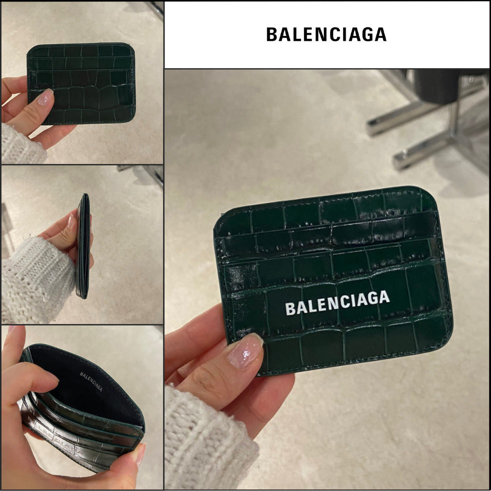 【BALENCIAGA】Cash Card Holder Embossed Leather Card Case