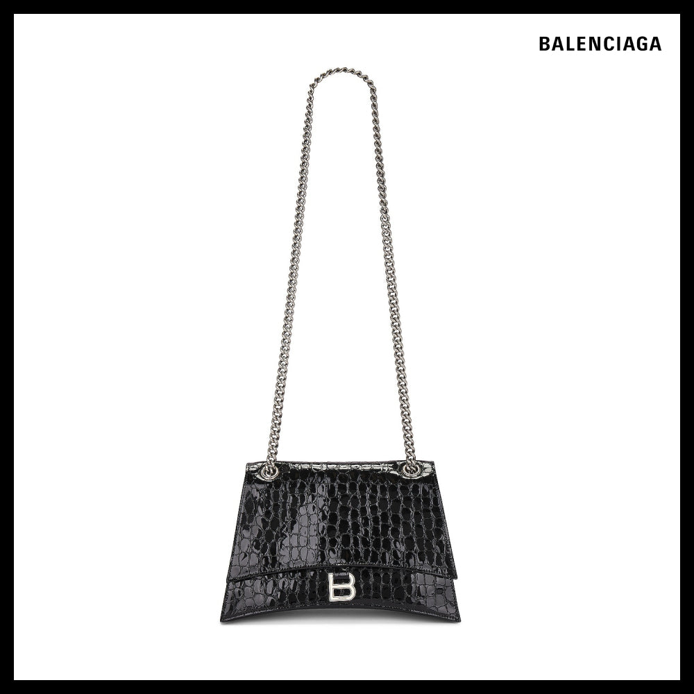 【BALENCIAGA】Crocodile Embossed Crush Medium Chain Bag