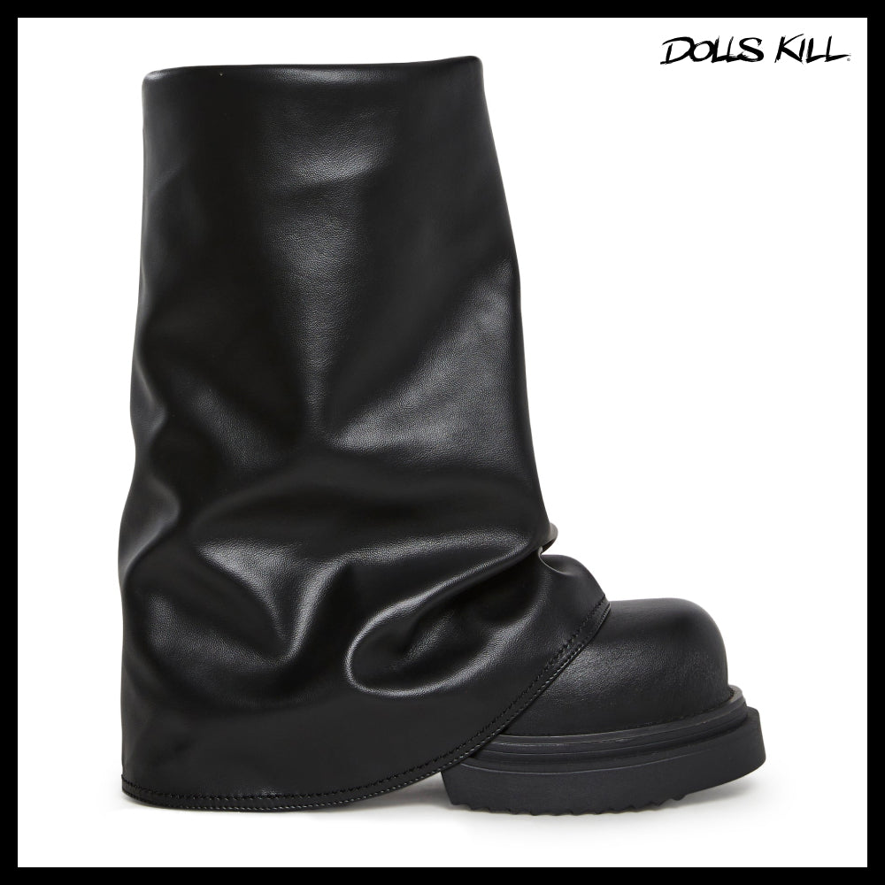 ◆DOLLS KILL◆DARKER WAVS Ego Foldover Boots Black