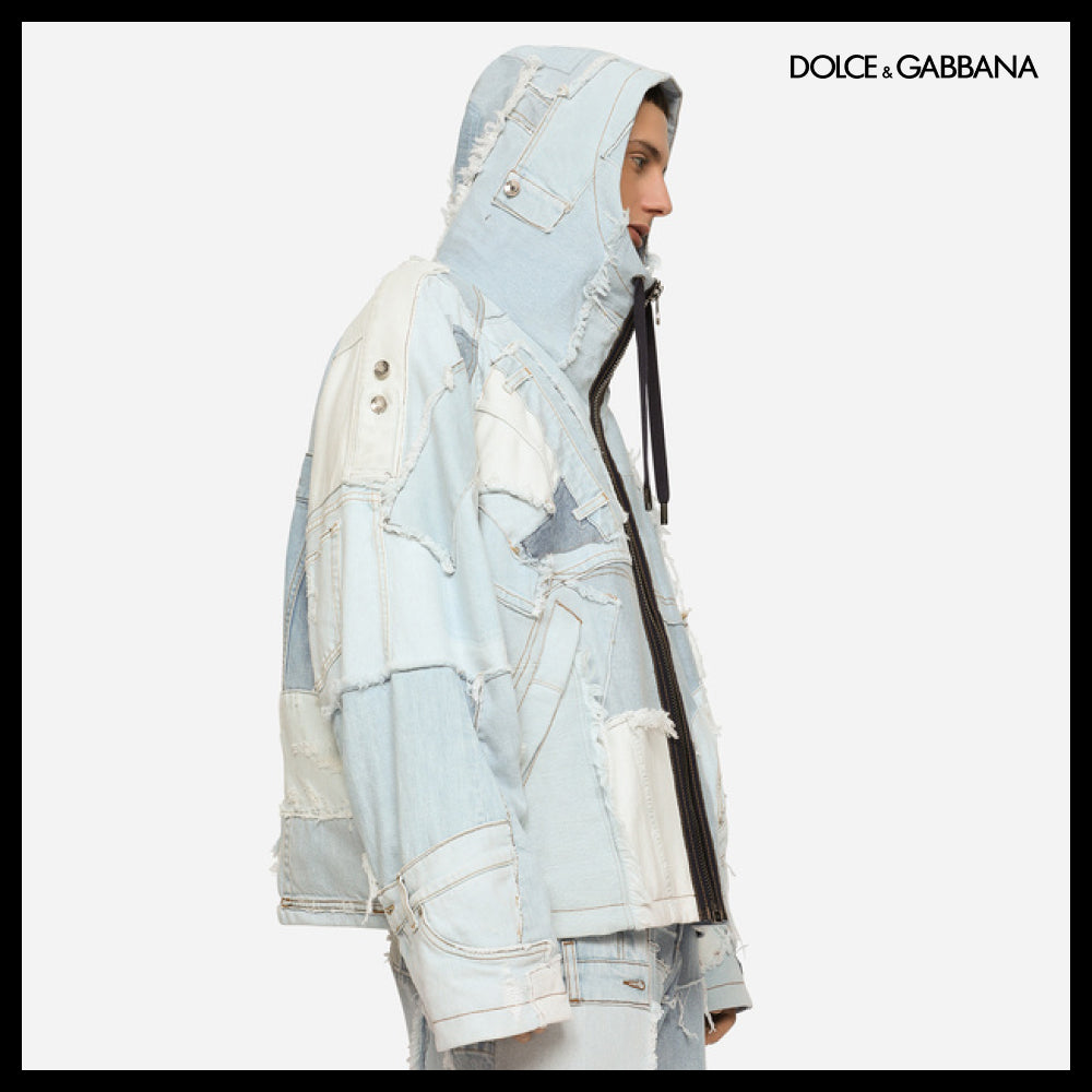 【Dolce & Gabbana】DENIM PATCHWORK JACKET WITH HOOD