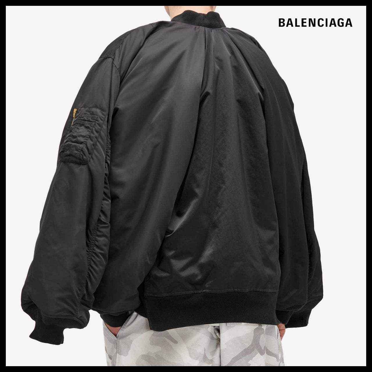【BALENCIAGA】Double Sleeve Bomber Jacket Black