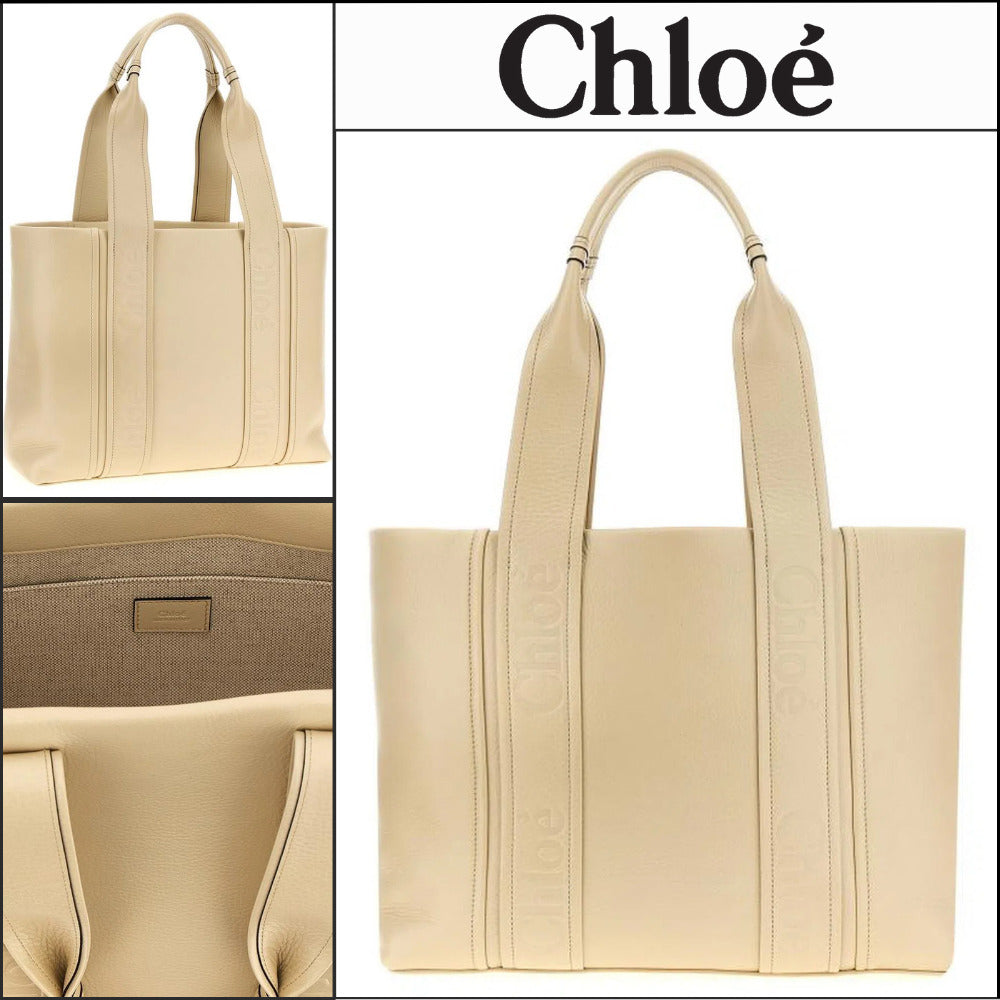 【Chloe】Woody Medium Tote Bag Sweet Beige