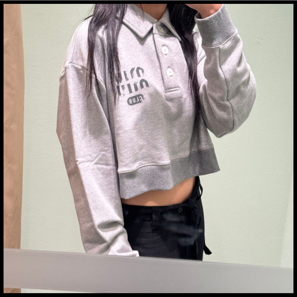 【MiuMiu】ポロシャツ コットンフリース スウェットシャツ
