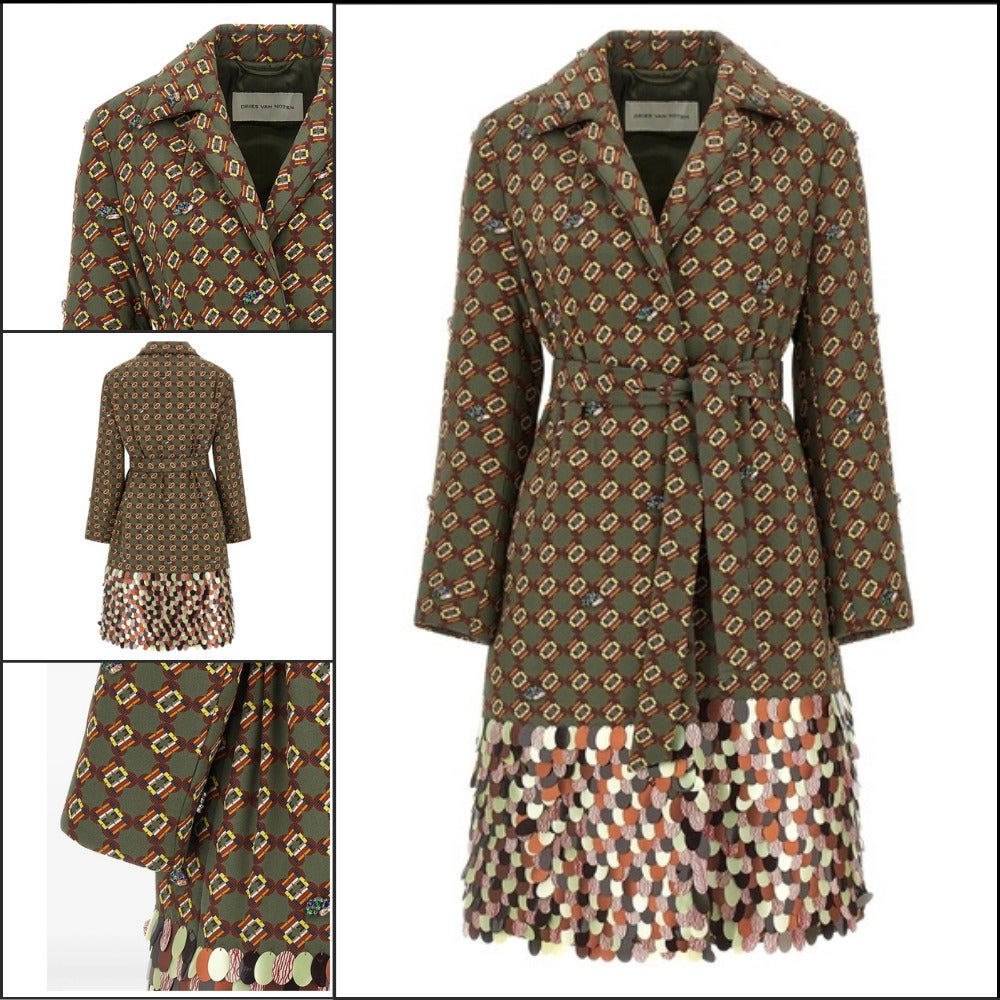 【DRIES VAN NOTEN】Green Coat tailored wool