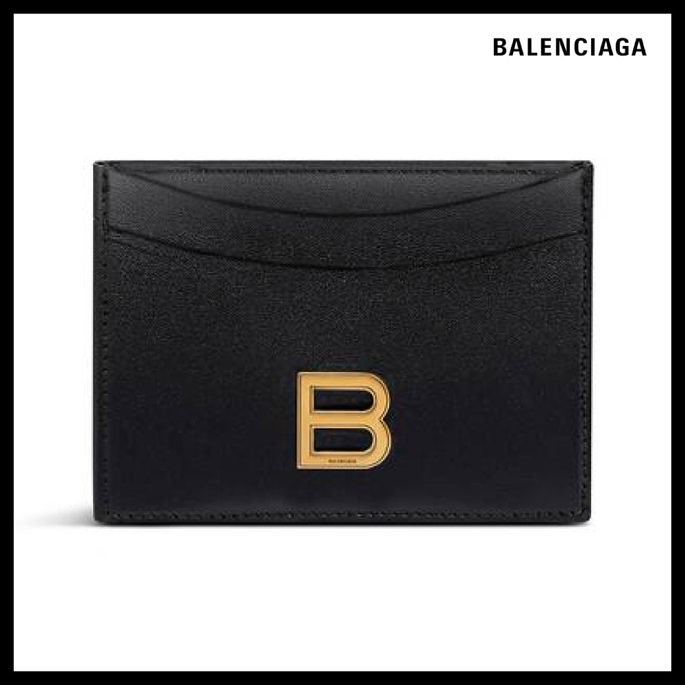 【BALENCIAGA】HOURGLASS CARD HOLDER CALFSKIN WITH AGED-GOLD