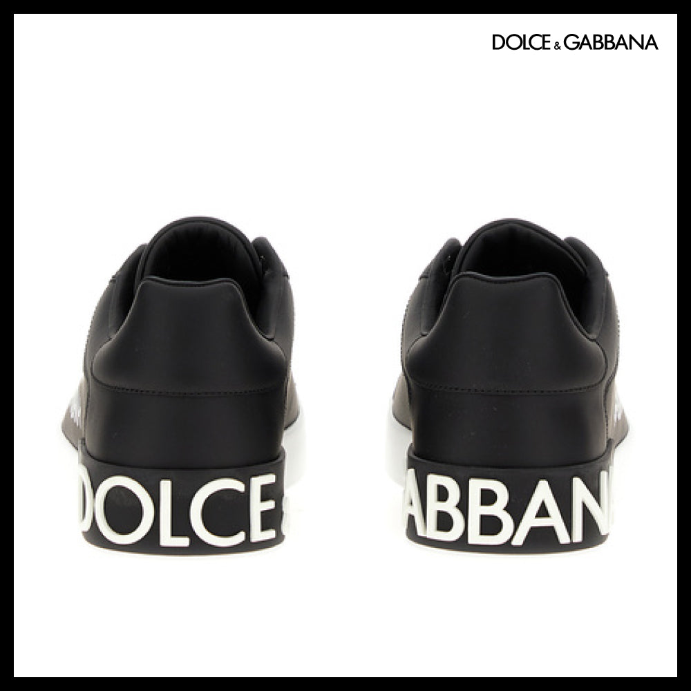 【Dolce & Gabbana】LEATHER PORTOFINO SNEAKERS WHITE / BLACK