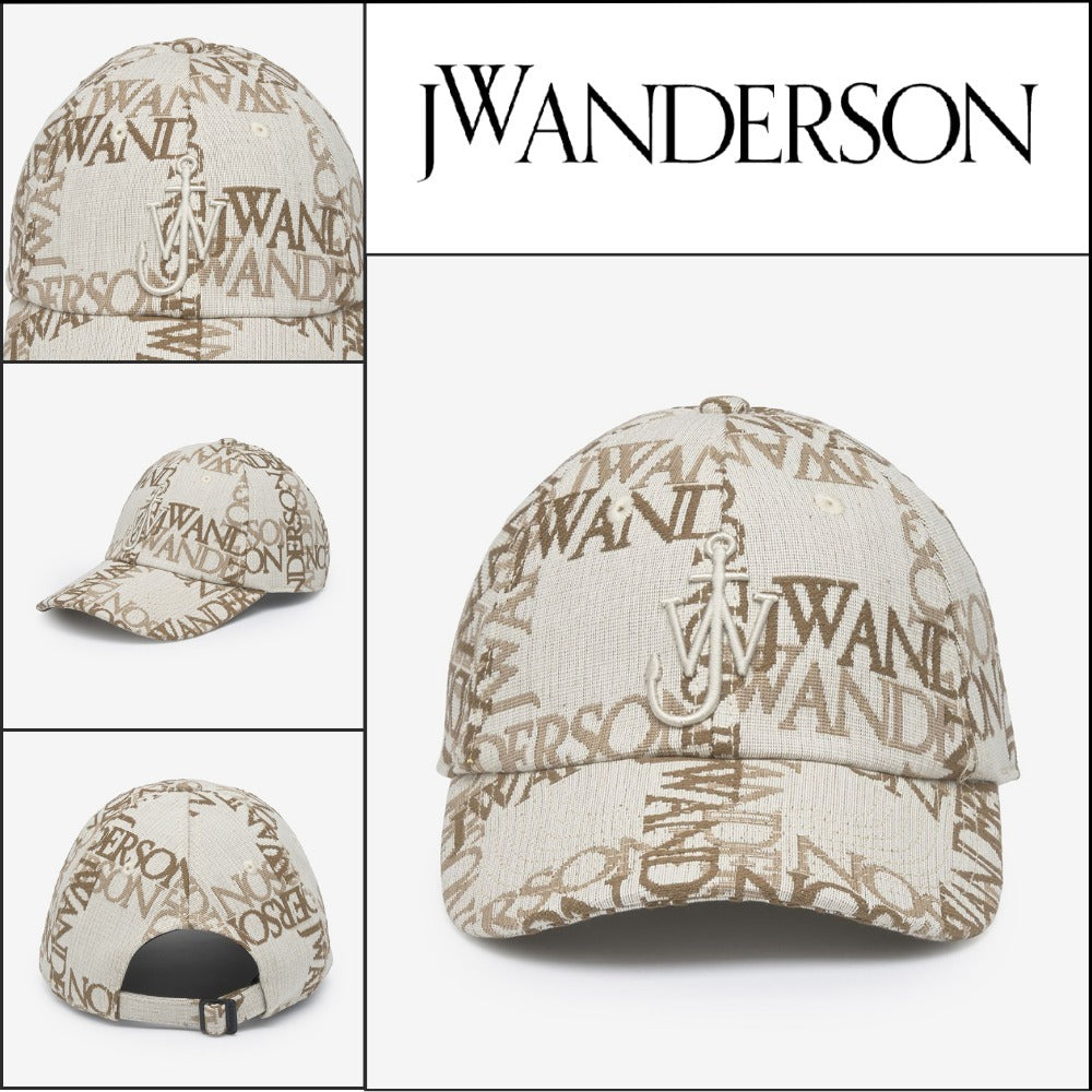 【J W ANDERSON】LOGO GRID JACQUARD BALL CAP NATURAL PECAN