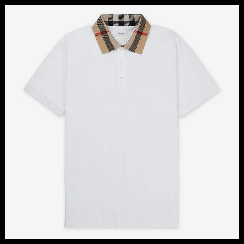 【Burberry】Cotton Slim Fit Polo Shirt White