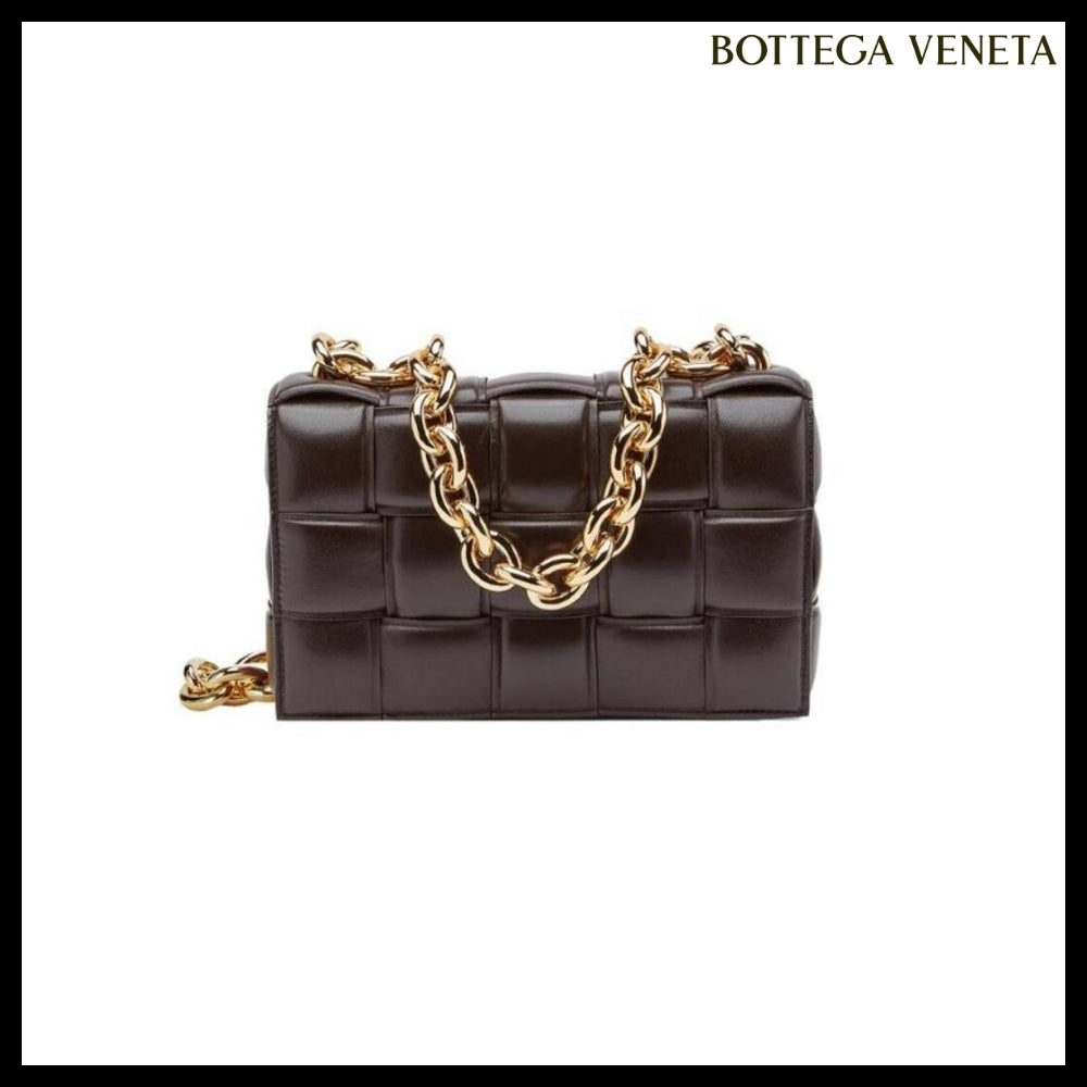 【BOTTEGA VENETA】Padded Leather Chain Cassette Bag Fondente