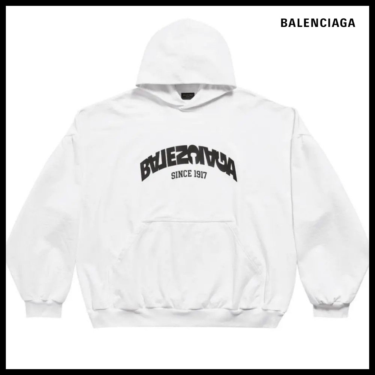 【BALENCIAGA】Back Flip Round Hoodie Oversized White