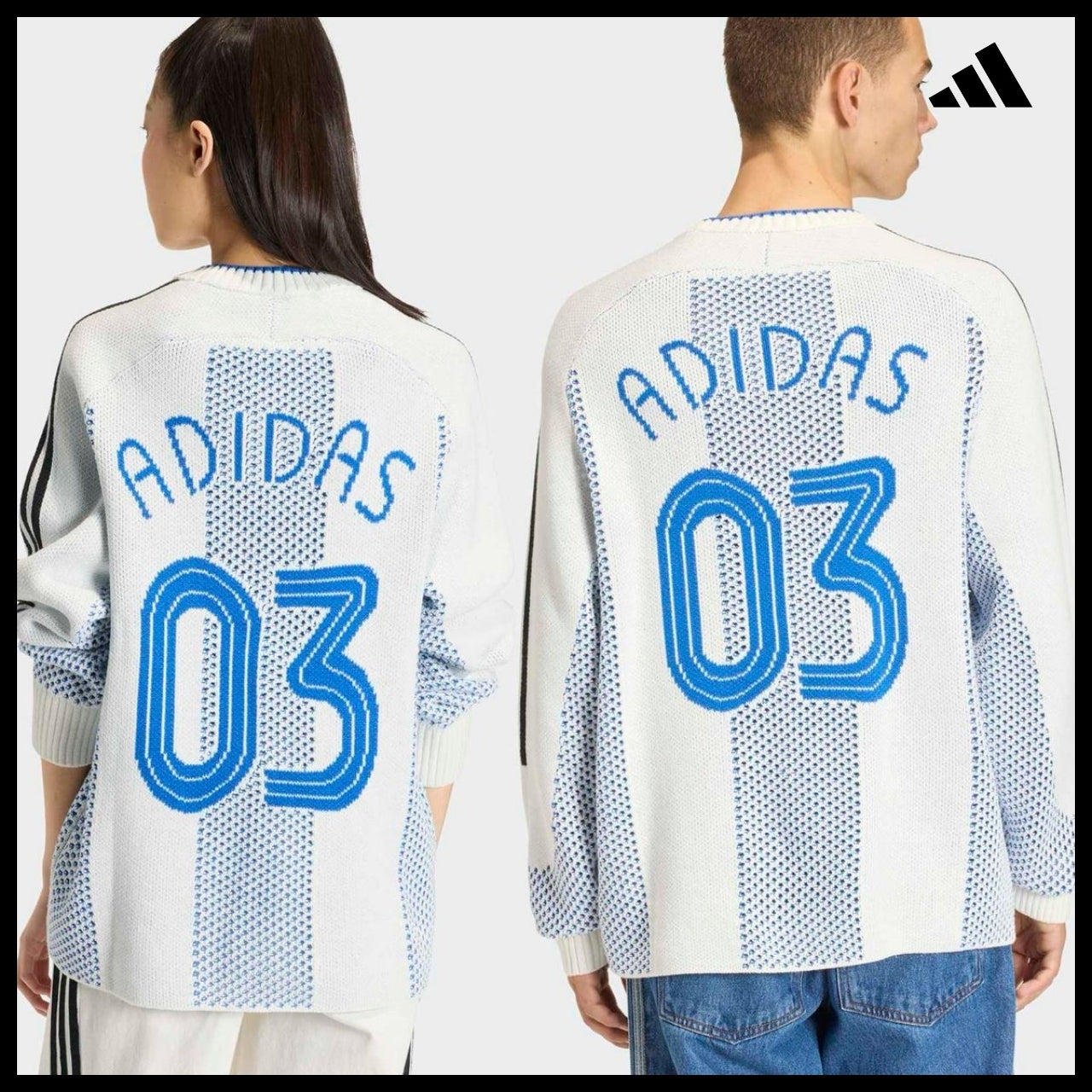 【ADIDAS】Block Core White Lightweight Long Sleeve Knit