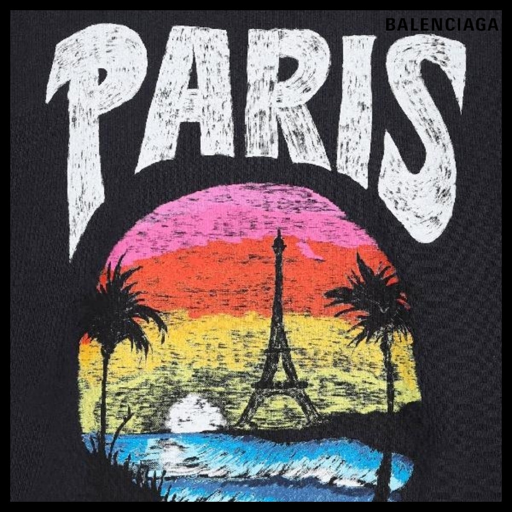 【BALENCIAGA】Paris Tropical Medium Fit T-Shirt Black