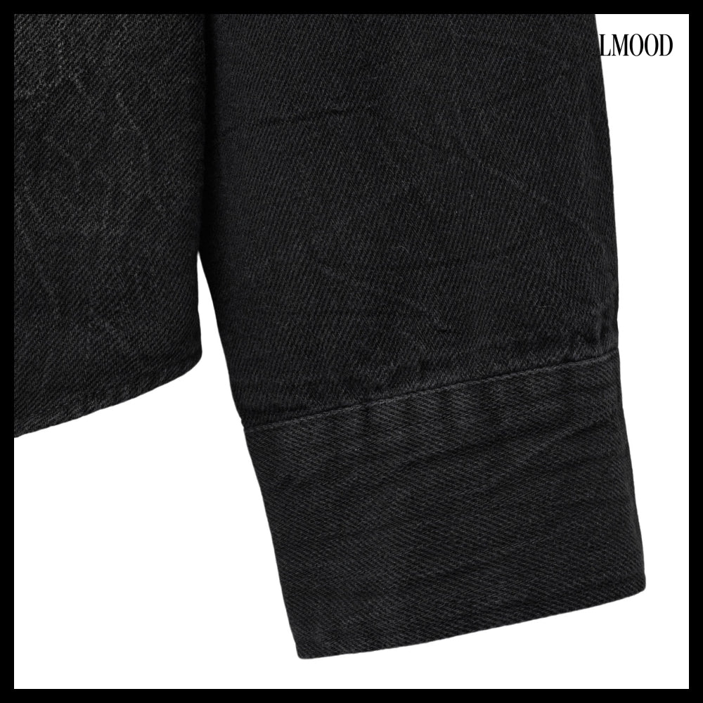 【LMOOD】Fog Denim Shirt Crack Black