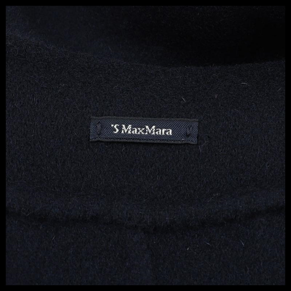 【S Max Mara】 Women Poldo Belted Wool Long Coat Navy