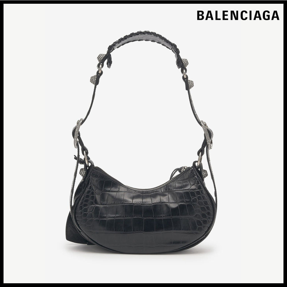 【BALENCIAGA】Crocodile Embossed Le Cagole XS Shoulder Bag