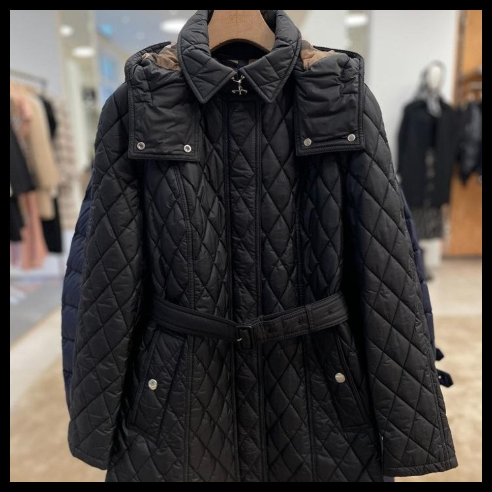 【BURBERRY】HEMINGFIELD Belted Women’s Diamond Quilted