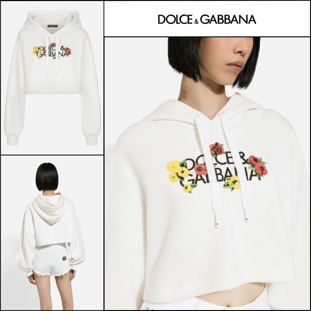 【Dolce&Gabbana】CROPPED SWEATSHIRT FLOWER PRINT