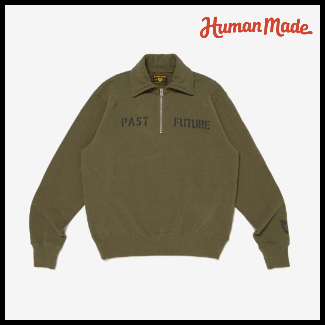 【HUMAN MADE】HALF-ZIP SWEATSHIRT OLIVE DRAB