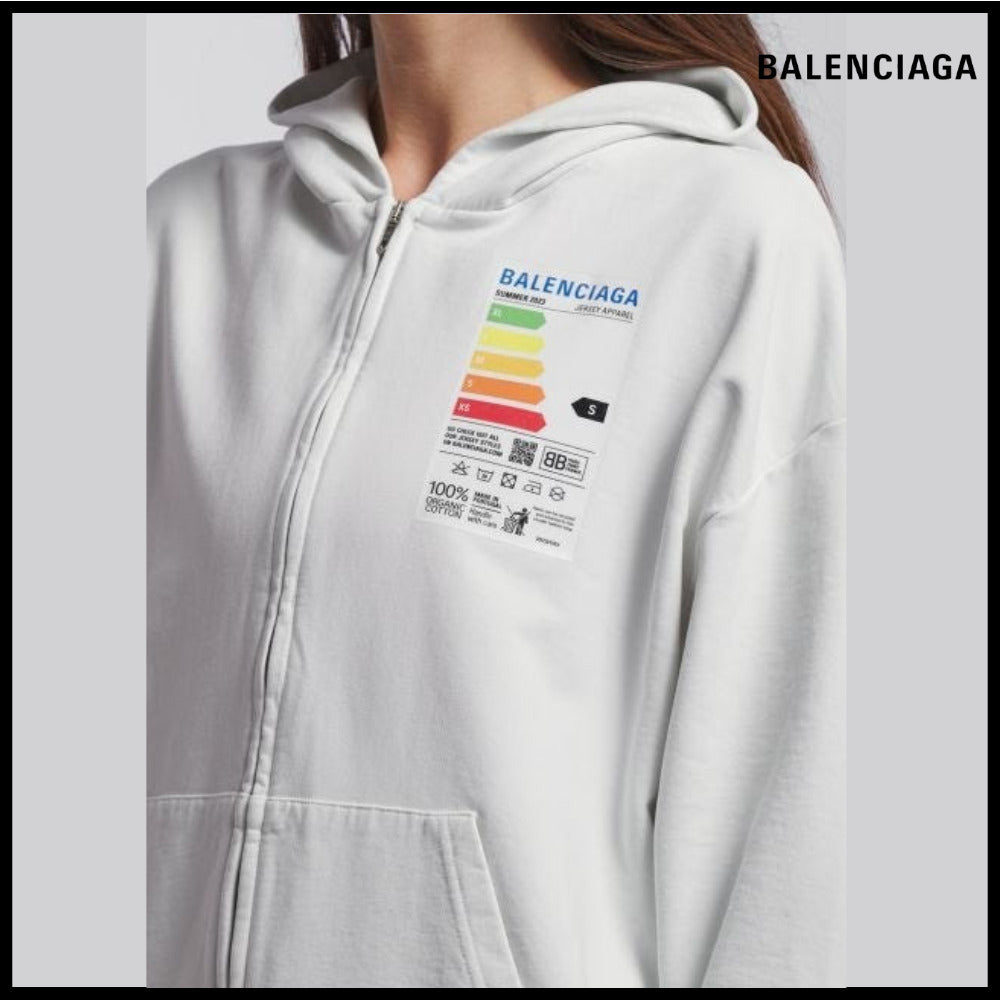 【BALENCIAGA】White Sweatshirt Energy Logo Patch Small Fit