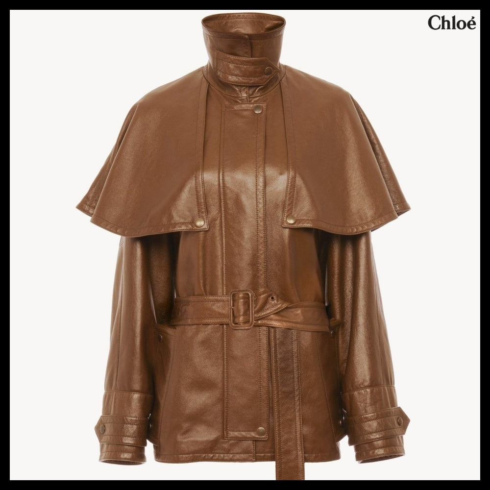【Chloe】Short Cape Trench Coat in Ochre Delight
