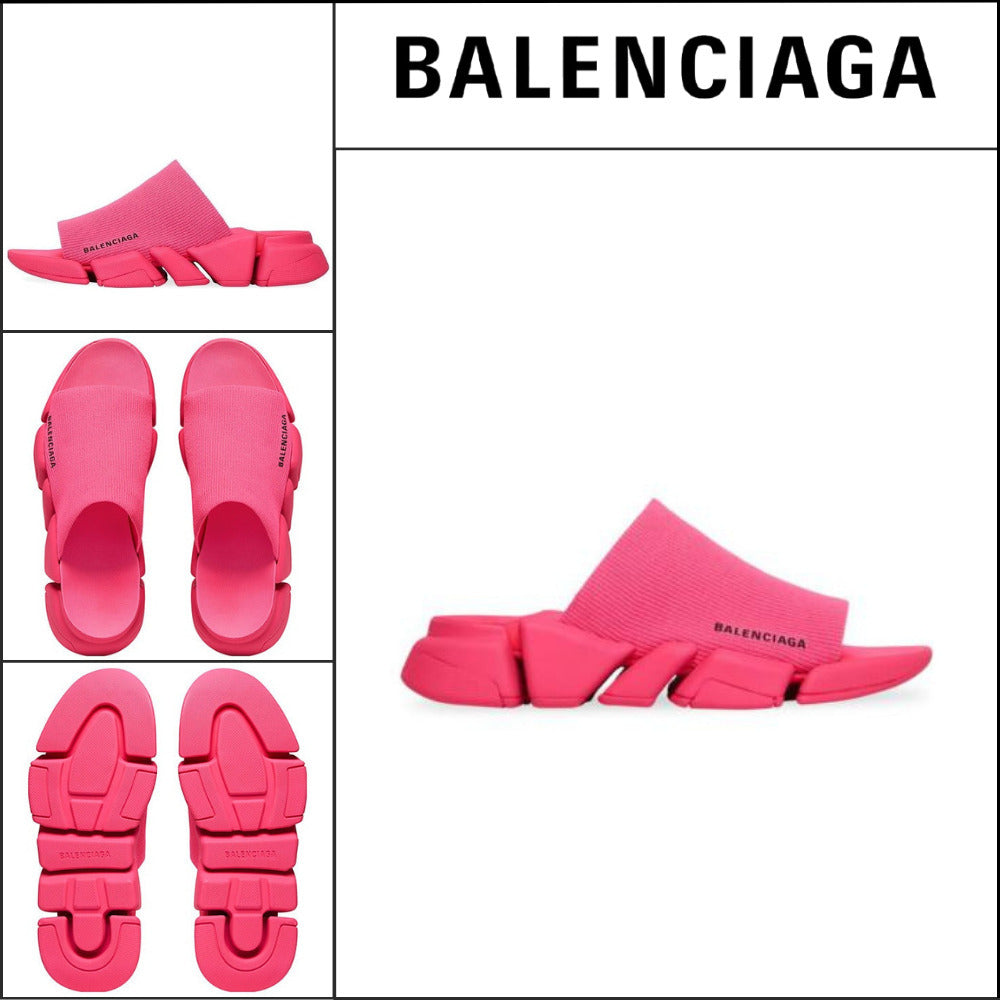 【BALENCIAGA】Speed 2.0 Recycled Knit Slide Sandal Pink