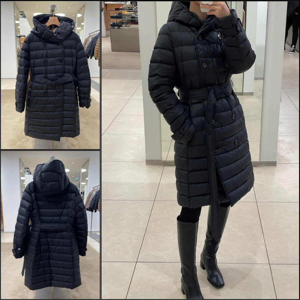 【BURBERRY】WITLEY Belted Long Down Coat Black