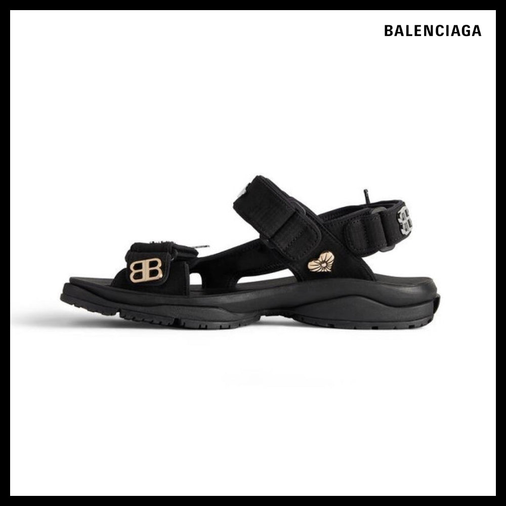 【BALENCIAGA】Tourist Sandals with Pins Black