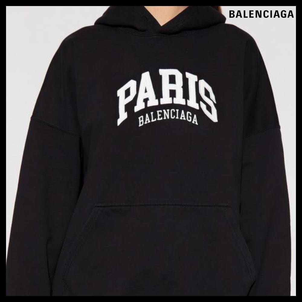 【BALENCIAGA】Cities Paris Hoodie Wide Fit Black