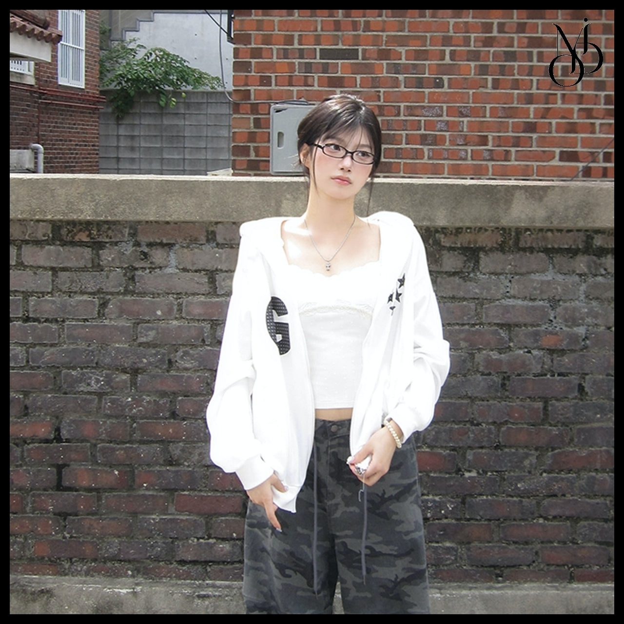 【MODIMOOD】Loose Fit Star Hoodie Zip-Up 4 Colors