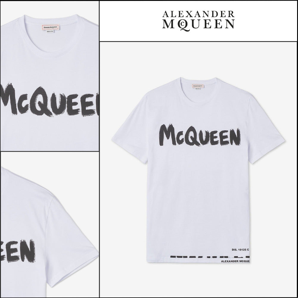 【Alexander Mcqueen】Graffiti Logo Print T-shirt White