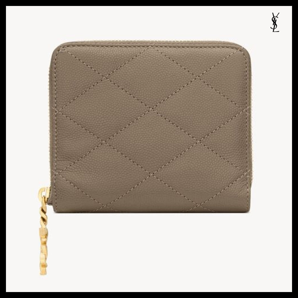【Saint Laurent】Leather CASSANDRE BIJOU Compact Wallet