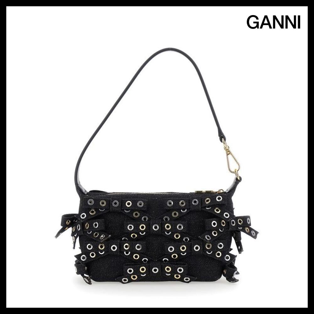 【Ganni】BUTTERFLY アイレットボウデニムショルダーバッグ