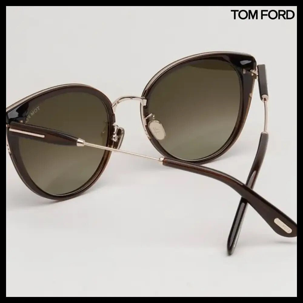 【TOM FORD】Brown Cat-Eye Round Sunglasses Asian Fit