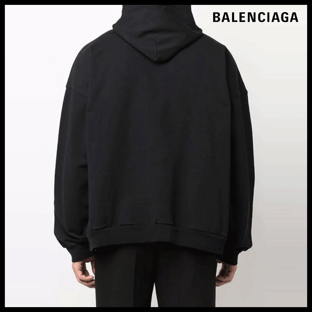 【BALENCIAGA】Cities Paris Hoodie Wide Fit Black White