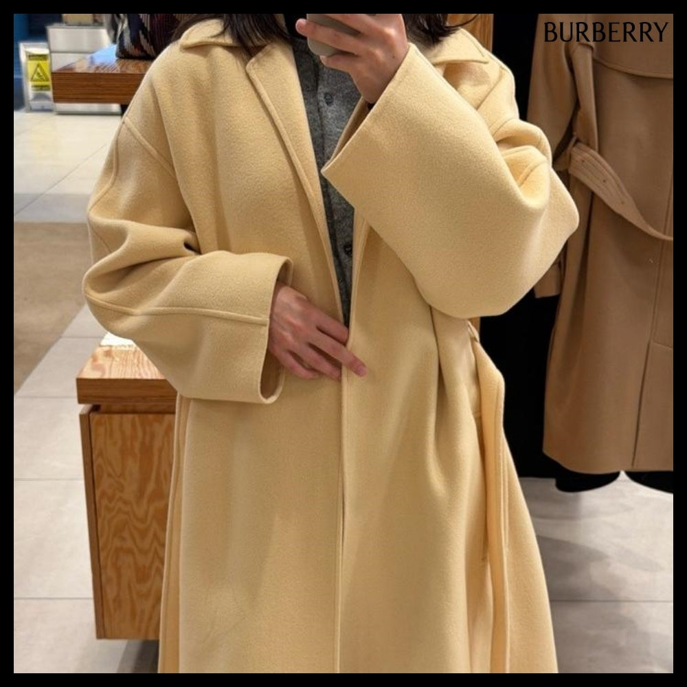 【Burberry】Cashmere Belted Wrap Coat Daffodil