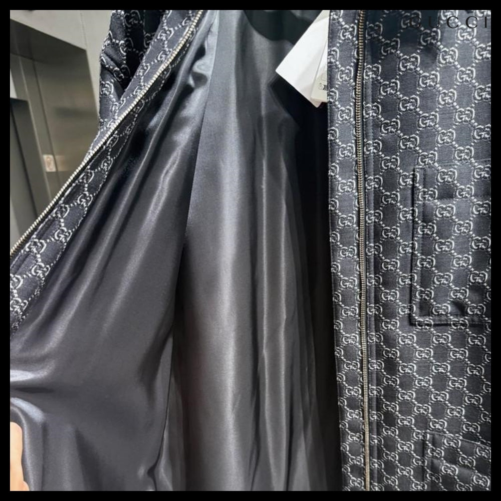 【GUCCI】GG Shadow Wool Twill Jacket Grey Black