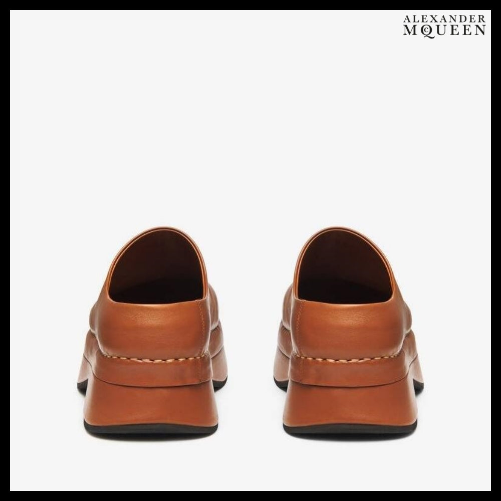 【Alexander Mcqueen】Brown Calf Leather Stone Clog