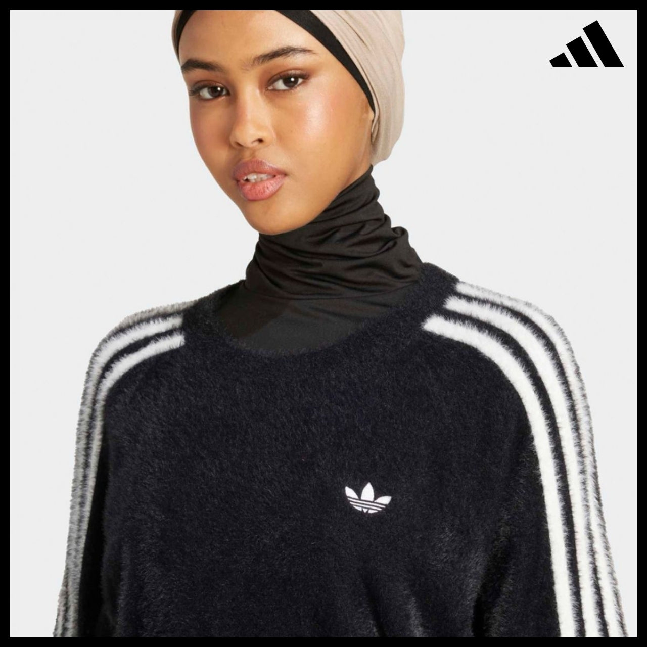 【ADIDAS】Holiday Black Knit Sweater Winter Knit