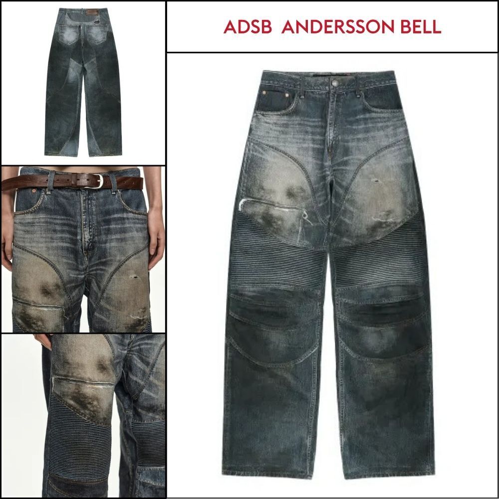 【ANDERSSON BELL】DENIM TROMPE LOEIL GRAPHIC BIKER JEANS MID