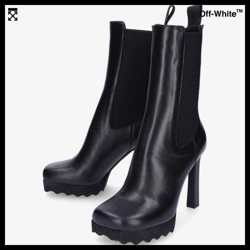 【Off-White】Sponge Platform Chelsea Heels - Black