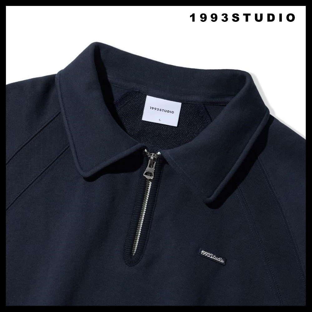 [1993STUDIO] SMALL LOGO HALF ZIP COLLAR SWEATSHIRT 3COLORS