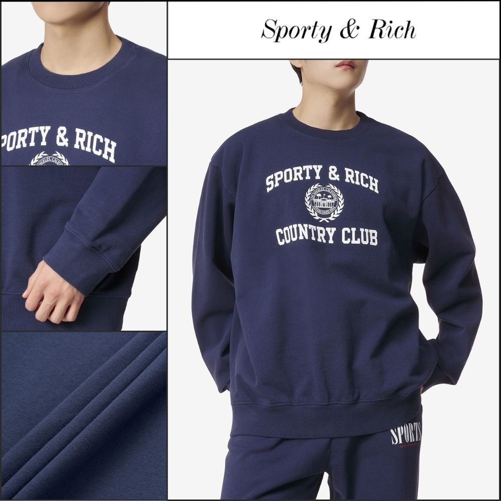【Sporty & Rich】バーシティ クレスト クルーネックスウェット
