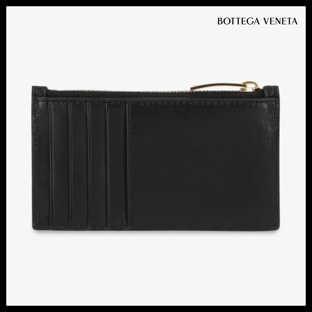 【BOTTEGA VENETA】Intrecciato Zip Card Holder Black
