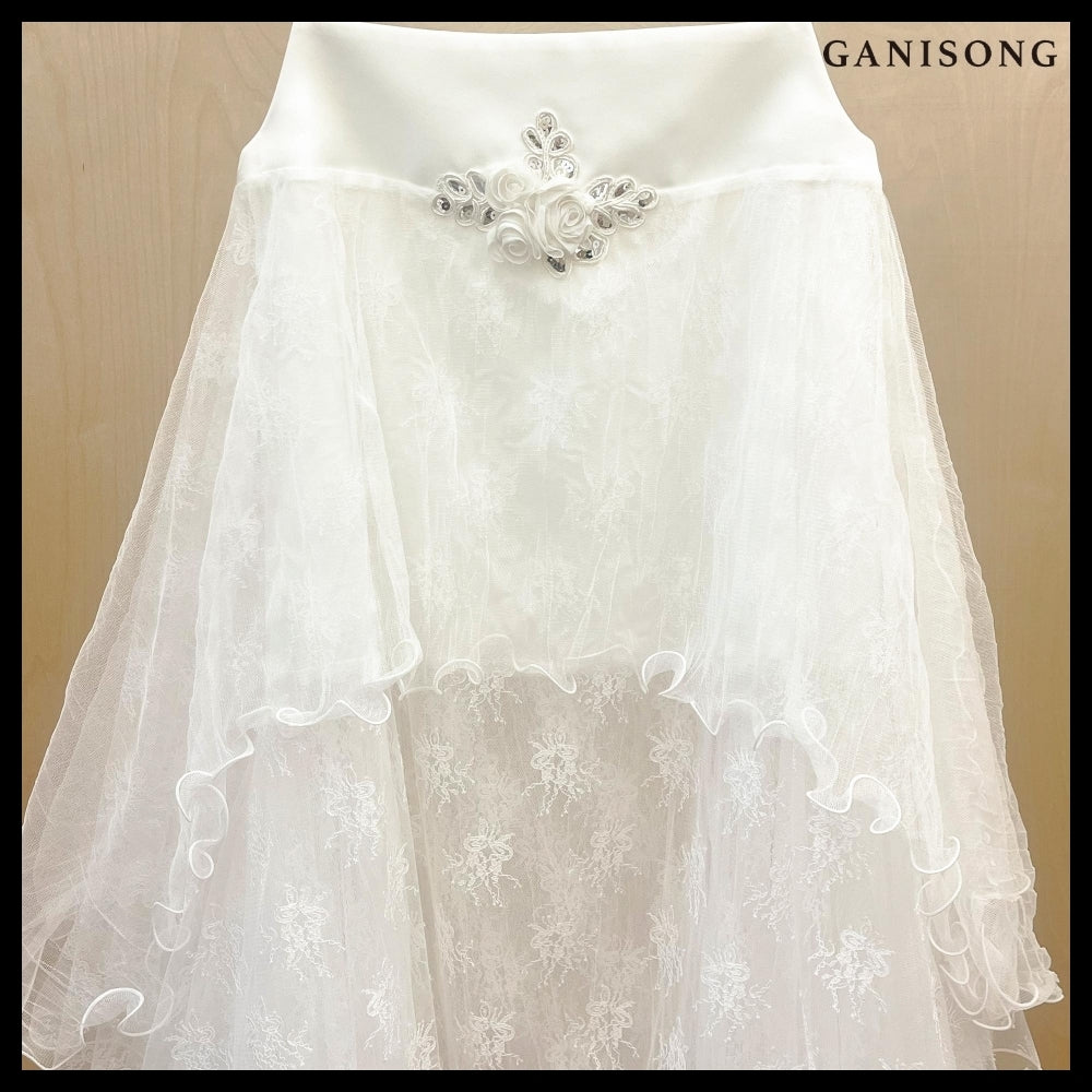 【GANISONG】Bridal Wave To Moon Dress White