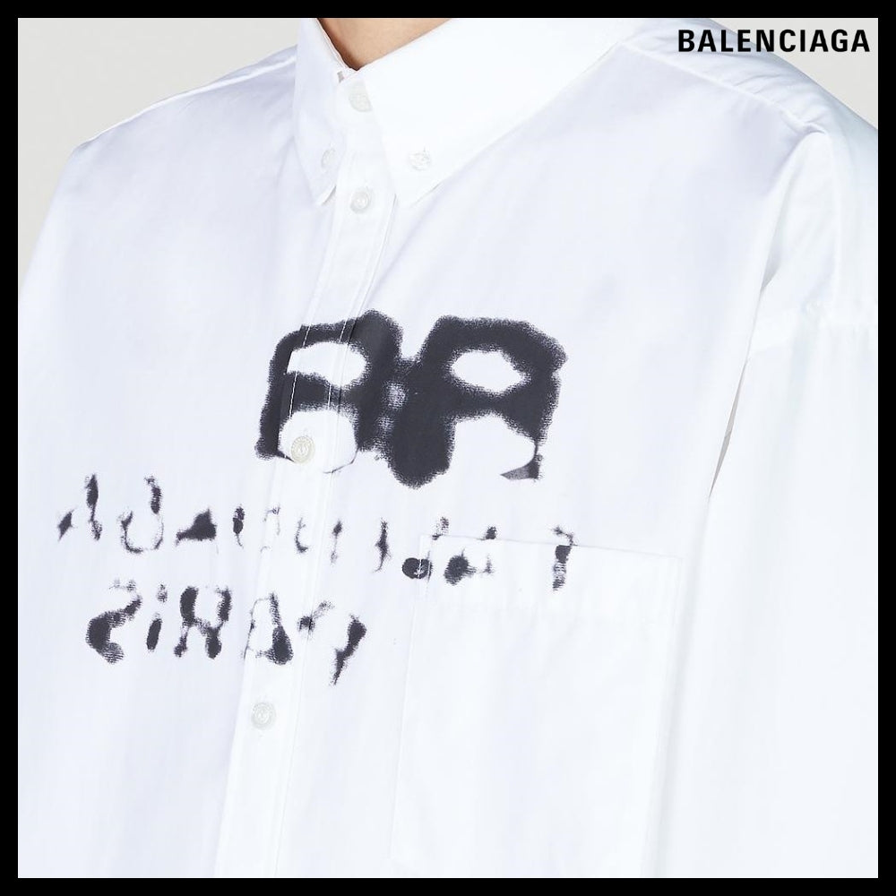【BALENCIAGA】Paint Logo Shirt White