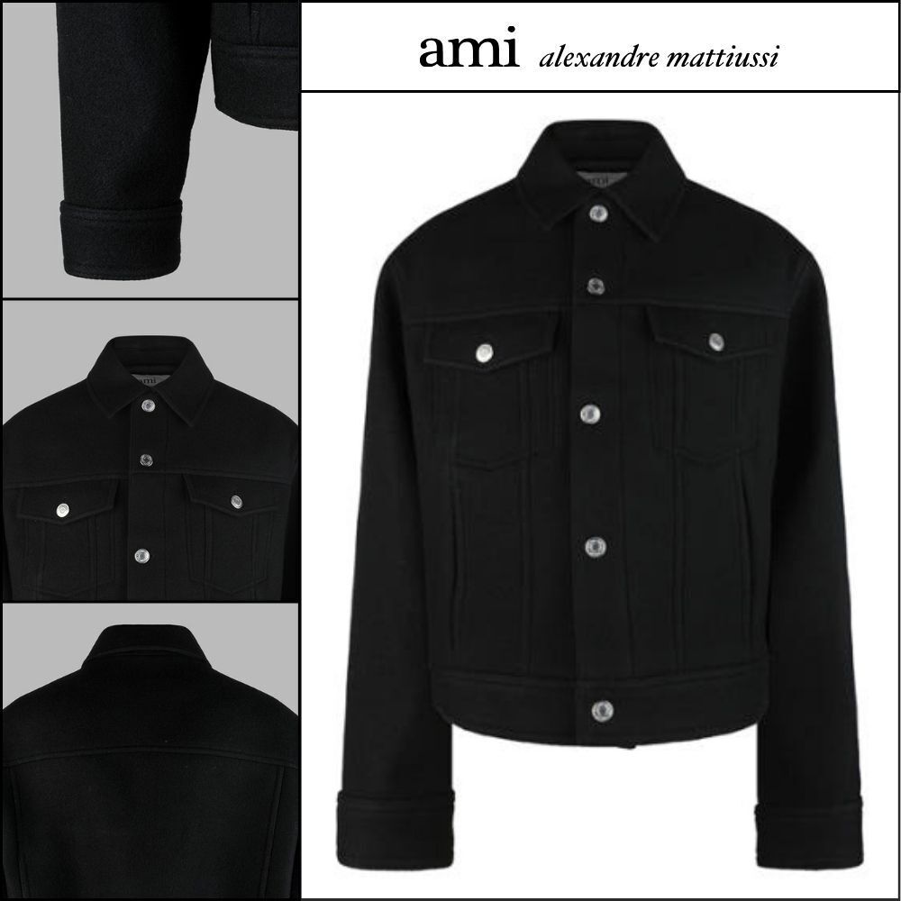 【AMI】23FW UJK234 WV0020 001 Men's Wool Jacket Black