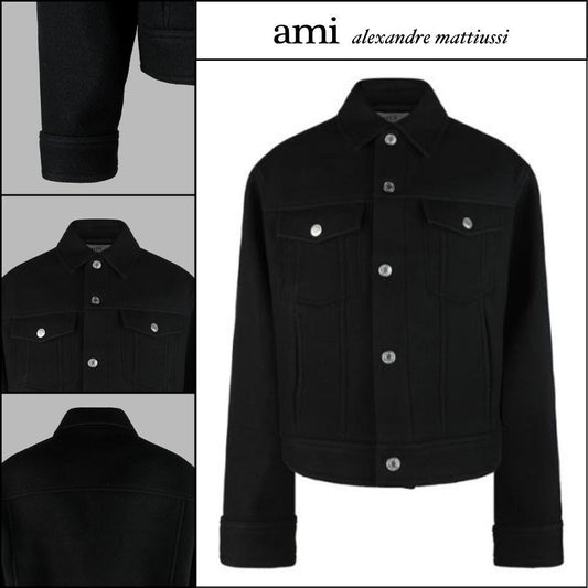 【AMI】23FW UJK234 WV0020 001 Men's Wool Jacket Black