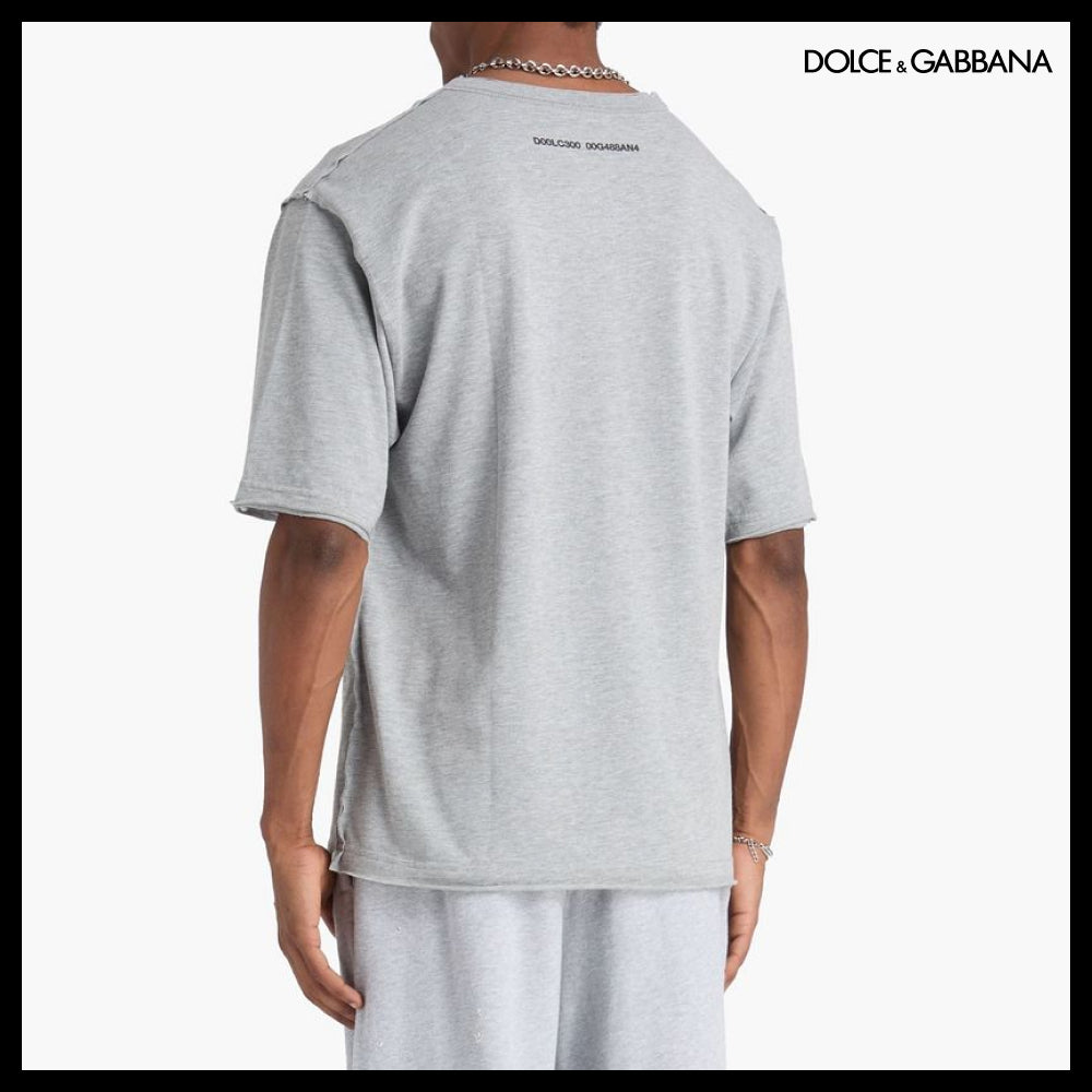 【正規品】Dolce & Gabbana グレー コットンジャージー Tシャツ